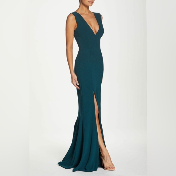 New Dress the Population Sandra Gown In Pine Green Size Medium - Picture 5 of 12